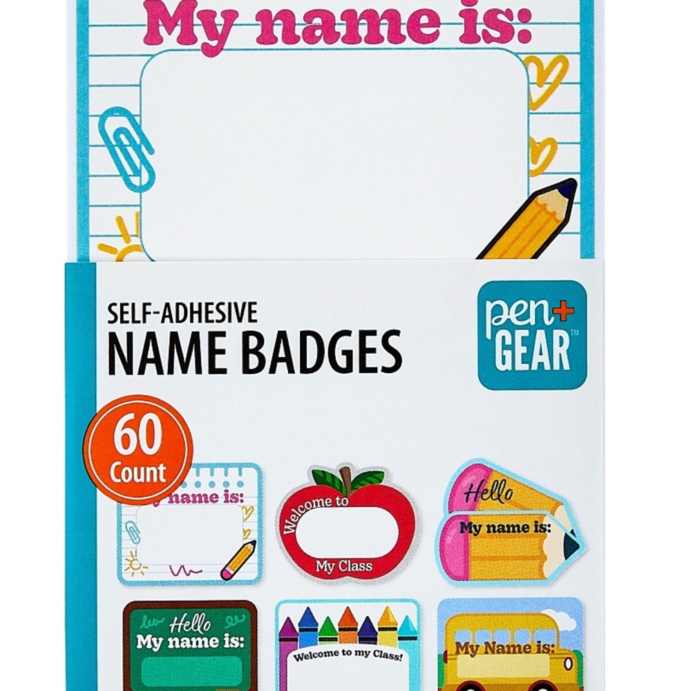 Pen Gear colorful self adhesive name  badges for Kids; 60 per pack, 180 total